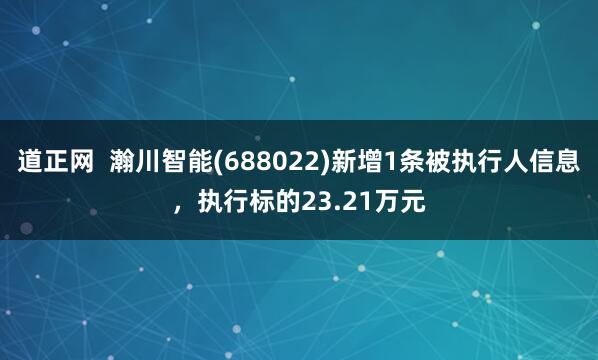 道正网  瀚川智能(688022)新增1条被执行人信息，执行标的23.21万元